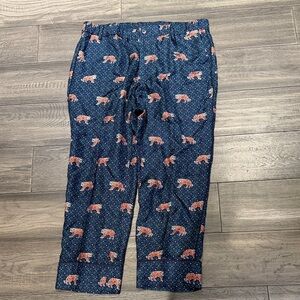 J. Crew Navy Bear Print Cropped Pants